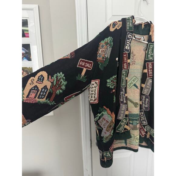 Vintage Its Outta the Bag Unge Potch Ket Tapestry Womens XL Jacket Realtor - Picture 4 of 6